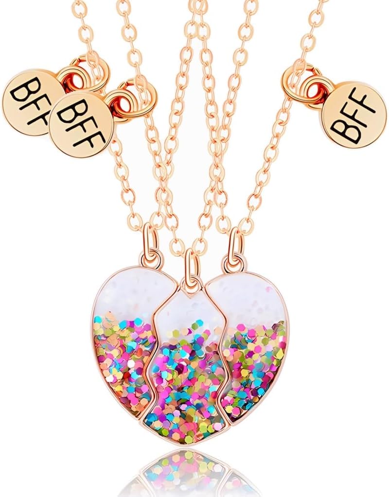 DOYYCA Friendship Necklace Best Friend Necklace for 3 Girls Magnetic Matching Heart Pendant BFF Necklaces for Sister - Image 1